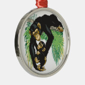 chimp met baby metalen ornament (Rechts)