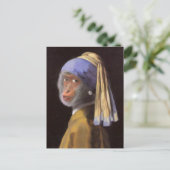 Chimp met de parel briefkaart (Staand voorkant)