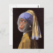Chimp met de parel briefkaart (Voorkant / Achterkant)