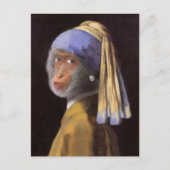 Chimp met de parel briefkaart (Voorkant)
