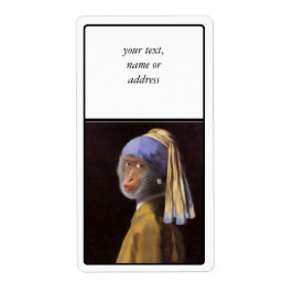 Chimp met de parel etiket