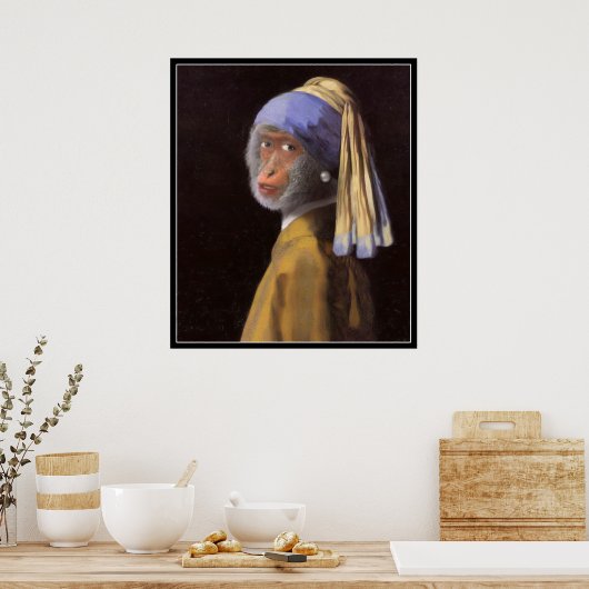 Chimp met de parel poster (Keuken)