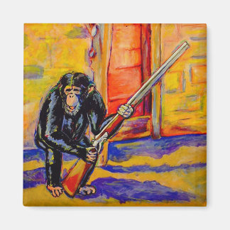 Chimp met een Pistolen magneet