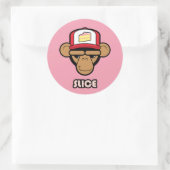 Chimp met een taart pet ronde sticker (Tas)