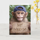Chimp met Vaderdagbord Kaart (Gele Bloem)