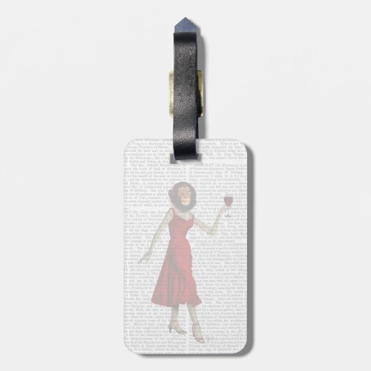 Chimp met wijn bagagelabel (Achterkant verticaal)