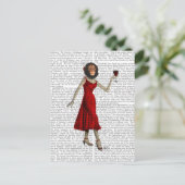 Chimp met wijn briefkaart (Staand voorkant)