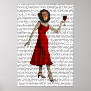 Chimp met wijn poster