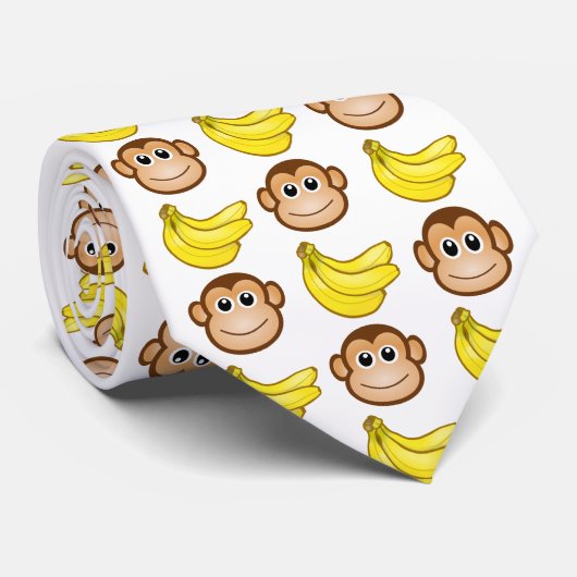 Chimp Monkey en Bananas Fun Cartoon Wacky Stropdas (Opgerold)