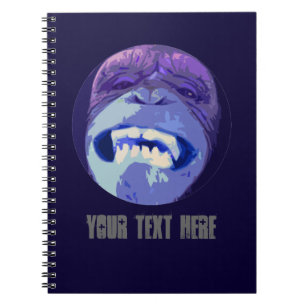 Chimp Monkey-laptop met ronde kop (blauw) Notitieboek