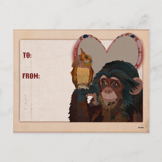 CHIMP & OWL VALENTIJNS Briefkaart (Achterkant)