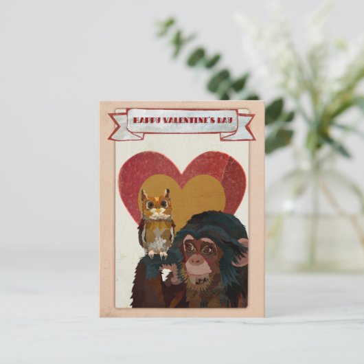 CHIMP & OWL VALENTIJNS Briefkaart (Staand voorkant)