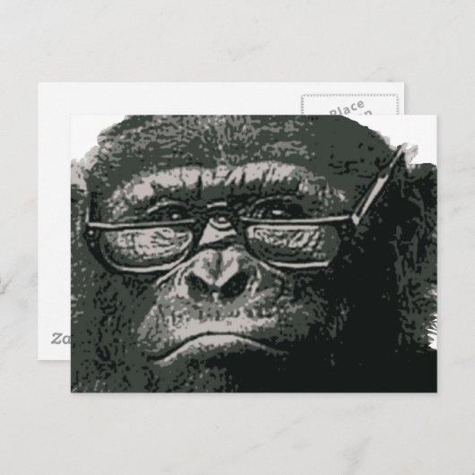 Chimp Reading Briefkaart (Voorkant / Achterkant)