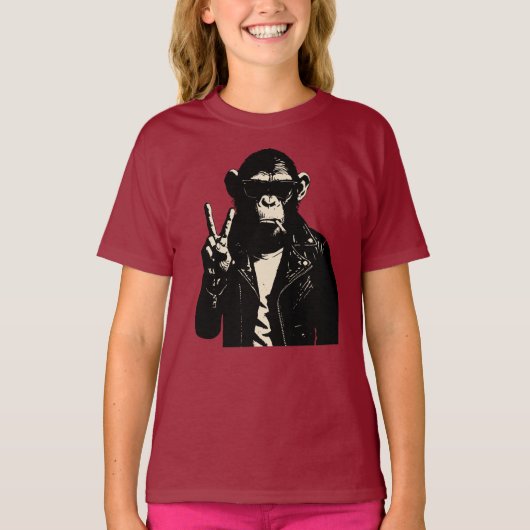 Chimp Rebel Vredesteken Leer T-shirt (Voorkant)