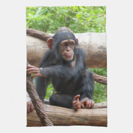 Chimpansee 001 theedoek (Verticaal)