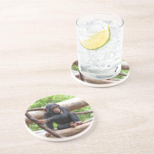 Chimpansee 001 zandsteen onderzetter (Zijkant)