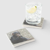 Chimpansee 013 stenen onderzetter (Zijkant)