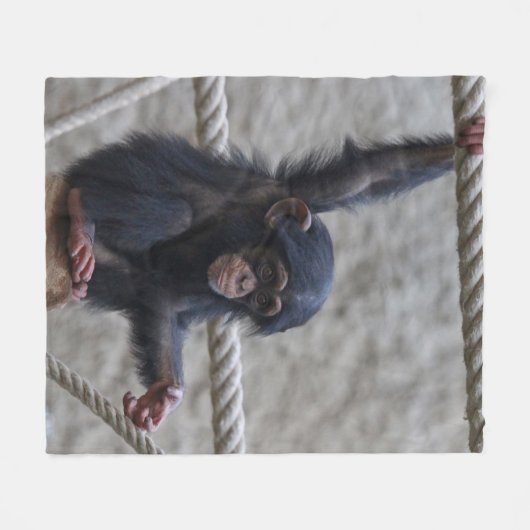 Chimpansee 017 fleece deken (Voorkant (Horizontaal))