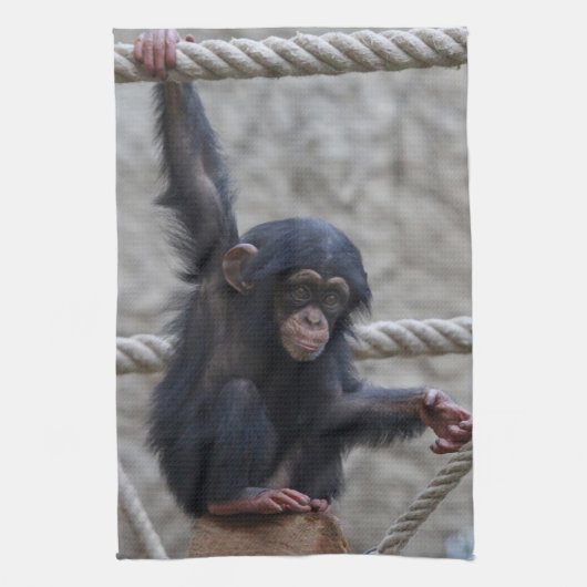Chimpansee 017 theedoek (Verticaal)