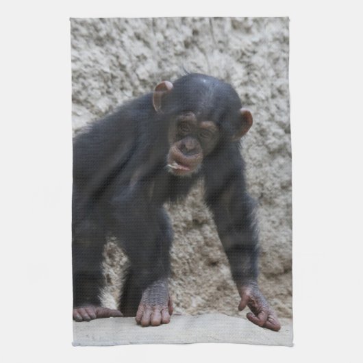 Chimpansee 031 theedoek (Verticaal)