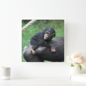 Chimpansee 032 vierkante klok (Huis)