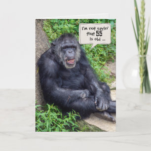 Chimpansee 55e verjaardag humor kaart