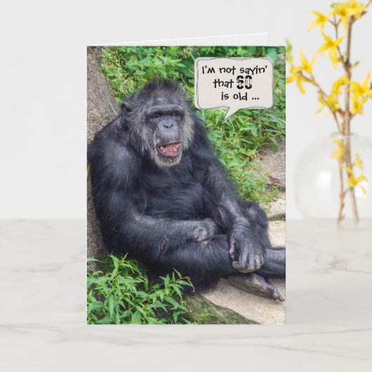 Chimpansee 60e verjaardag Humor Kaart (Gele Bloem)