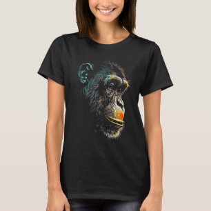 Chimpansee Aap Gezicht Kleurrijk Schilderen Wilde T-shirt