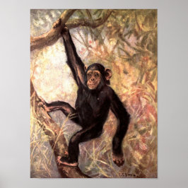 Chimpansee aap van CE Swan, Vintage Wilde Dieren Poster