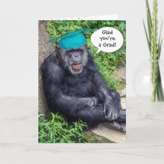 Chimpansee Afstuderen met Blauwgroen Pet Kaart (Voorkant)