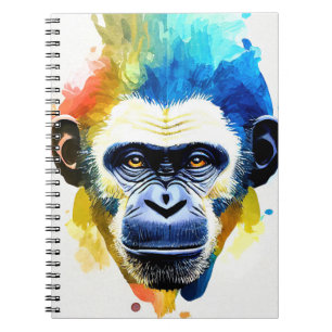 Chimpansee Ape Wilde Natuur Dierlijke Kleur Art Pa Notitieboek