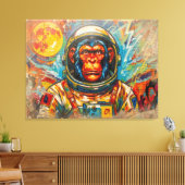 CHIMPANSEE-ASTRONAUT KOMT HUIS-2 CANVAS AFDRUK (Insitu (Woonkamer))