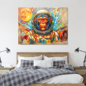 CHIMPANSEE-ASTRONAUT KOMT HUIS-2 CANVAS AFDRUK (Insitu (Slaapkamer))