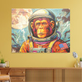 CHIMPANSEE-ASTRONAUT KOMT HUIS-3 CANVAS AFDRUK (Insitu (Woonkamer))