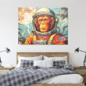 CHIMPANSEE-ASTRONAUT KOMT HUIS-3 CANVAS AFDRUK (Insitu (Slaapkamer))
