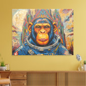 CHIMPANSEE-ASTRONAUT KOMT HUIS-4 CANVAS AFDRUK (Insitu (Woonkamer))