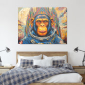 CHIMPANSEE-ASTRONAUT KOMT HUIS-4 CANVAS AFDRUK (Insitu (Slaapkamer))