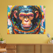 CHIMPANSEE-ASTRONAUT KOMT NAAR HUIS-12 CANVAS AFDRUK (Insitu (Woonkamer))