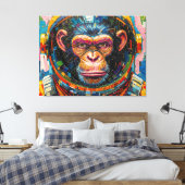 CHIMPANSEE-ASTRONAUT KOMT NAAR HUIS-12 CANVAS AFDRUK (Insitu (Slaapkamer))