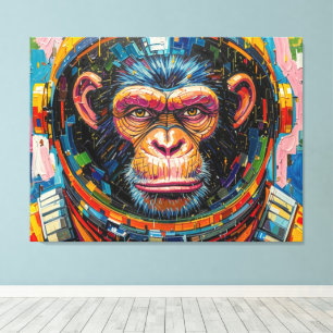 CHIMPANSEE-ASTRONAUT KOMT NAAR HUIS-12 CANVAS AFDRUK