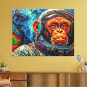 CHIMPANSEE-ASTRONAUT KOMT NAAR HUIS-3 CANVAS AFDRUK (Insitu (Woonkamer))