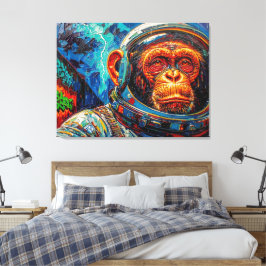 CHIMPANSEE-ASTRONAUT KOMT NAAR HUIS-3 CANVAS AFDRUK