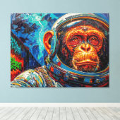 CHIMPANSEE-ASTRONAUT KOMT NAAR HUIS-3 CANVAS AFDRUK (Insitu (Houten vloer))