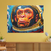 CHIMPANSEE-ASTRONAUT KOMT NAAR HUIS-4 CANVAS AFDRUK (Insitu (Woonkamer))
