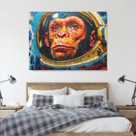 CHIMPANSEE-ASTRONAUT KOMT NAAR HUIS-4 CANVAS AFDRUK