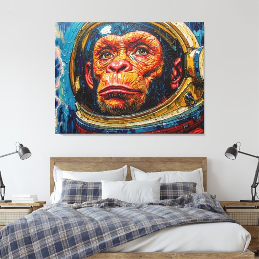 CHIMPANSEE-ASTRONAUT KOMT NAAR HUIS-4 CANVAS AFDRUK (Insitu (Slaapkamer))