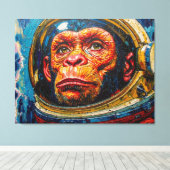 CHIMPANSEE-ASTRONAUT KOMT NAAR HUIS-4 CANVAS AFDRUK (Insitu (Houten vloer))
