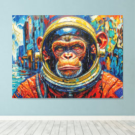 CHIMPANSEE-ASTRONAUT KOMT NAAR HUIS-8 CANVAS AFDRUK
