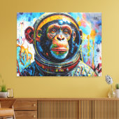 CHIMPANSEE-ASTRONAUT KOMT NAAR HUIS-9 CANVAS AFDRUK (Insitu (Woonkamer))
