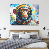 CHIMPANSEE-ASTRONAUT KOMT NAAR HUIS-9 CANVAS AFDRUK (Insitu (Slaapkamer))